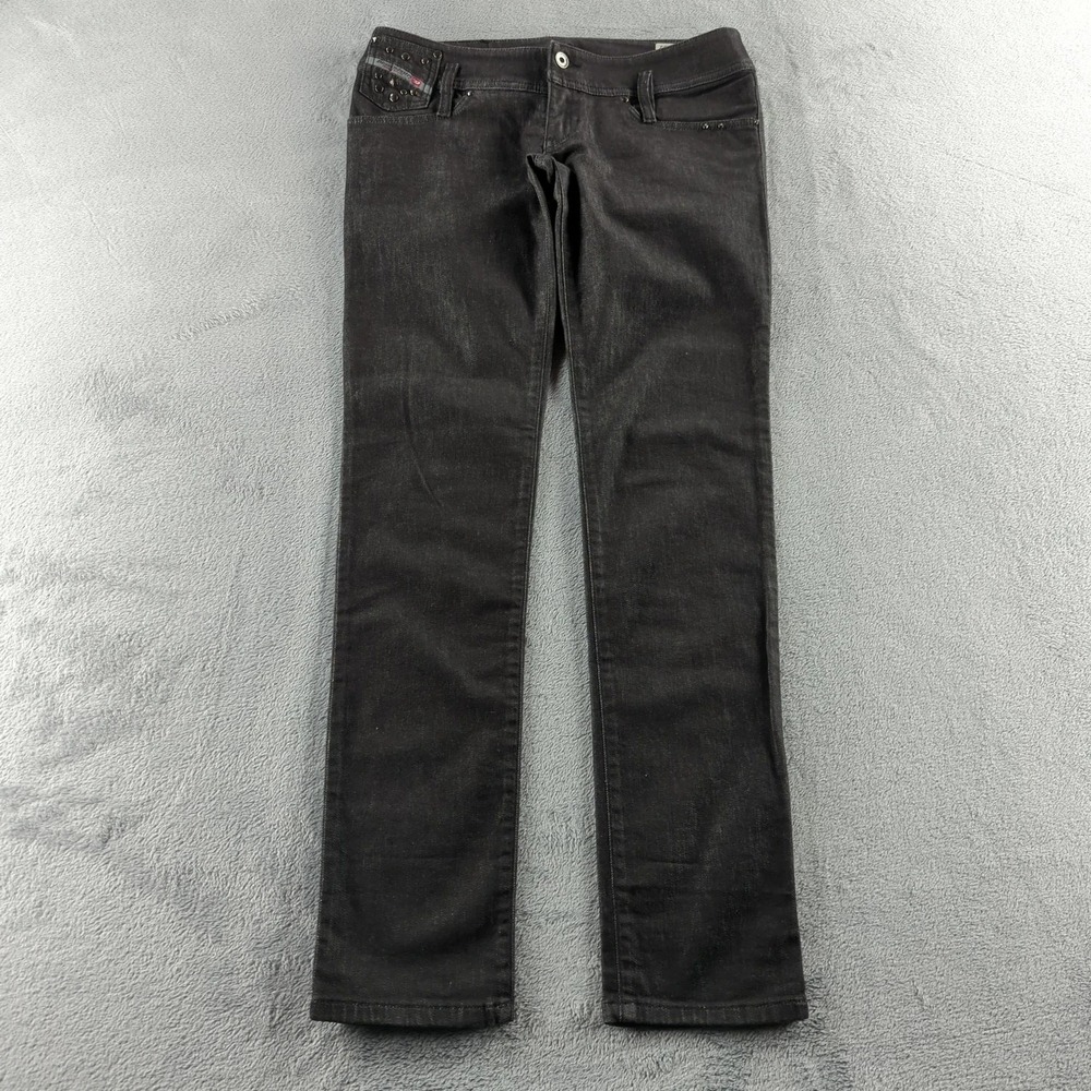 Diesel Jeans Womens 28x32 Black Matic‎ Slim Tapered Stretch Denim Studded Pocket